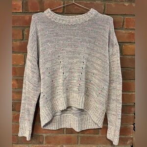 LOFT Women's Sweater - Light Pink and Gray